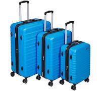 Amazon Basics Set de Valises Rigides (Petite + Moyenne + Grande) - Bagages Extensibles ABS avec 4 Roulettes Doubles Pivotantes - Résistantes aux Rayures et Légères - Bleu Clair