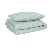 Amazon Basics Set Literie Enfant 100% Coton Biologique, Housse de Couette Réversible 100 x 135 cm & Taie d'oreiller 40 x 60 cm pour Lit Enfant, Chiens à Pois Vert Menthe