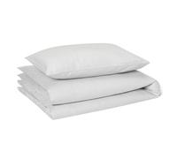 Amazon Basics Set Literie Enfant 100% Coton Biologique, Housse de Couette Réversible 100 x 135 cm & Taie d'oreiller 40 x 60 cm pour Lit Enfant, Gris Doux