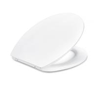 Amazon Basics Siège WC Ovale, Fermeture en Douceur, Charnières à Déclipsage Rapide, Taille Universelle, Urée Antistatique, Finition Porcelaine, Blanc