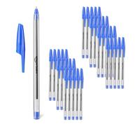 Amazon Basics Stylos à Bille, Séchage Rapide, Idéals pour l'École et le Bureau, Pointe Moyenne (1,0mm), Bleu, Lot de 36