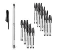 Amazon Basics Stylos à Bille, Séchage Rapide, Idéals pour l'École et le Bureau, Pointe Moyenne (1,0mm), Noir, Lot de 36