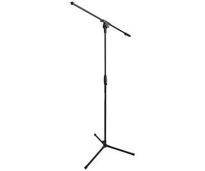 Amazon Basics Support de Microphone Trépied avec Perche, Jusqu'à 218 cm, Inclinable et Réglable, Acier Ultra-Léger, Transportable, Compatible avec Adaptateur de 95 mm à 160 mm, Noir