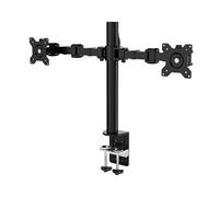 Amazon Basics Support d'écran double avec bras de montage réglable en hauteur, rotation de 360 degrés, inclinaison de l'écran réglable, en hauteur et organisateur de câbles (acier), Noir