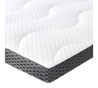 Amazon Basics Surmatelas de Mousse à Mémoire de Forme avec Gel Rafraîchissant Moelleux, 150 x 200 x 7 cm, Blanc Ou Gris