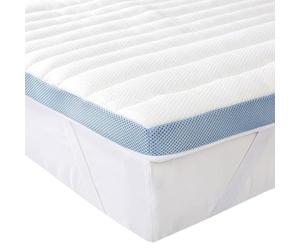 Amazon Basics Surmatelas de Mousse à Mémoire de Forme avec Sangles, 140 x 190 x 5 cm, Blanc