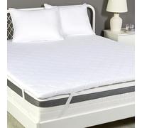 Amazon Basics Surmatelas, Structure en Mousse Confortable, Housse Respirante et Lavable en Machine, pour Lit Queen Size 140,0cm x 200,0cm, Épaisseur 6,0cm, Blanc