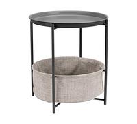 Amazon Basics Table d'appoint ronde de rangement, Gris anthracite avec tissu chiné, 44.96 cm D x 44.96 cm W x 48 cm H
