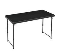 Amazon Basics Table pliante rectangulaire noire, 4 hauteurs réglables, poignée de transport, pour intérieur et extérieur, portable, légère, pour voyage, pique-nique, camping, 121,4 x 60,7 x 86,1 cm