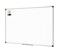 Amazon Basics Tableau blanc magnétique avec cadre en aluminium et porte-marqueurs Effaçable à sec, 120 cm x 90 cm