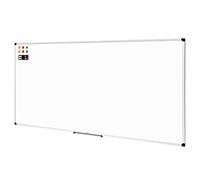 Amazon Basics Tableau Blanc Magnétique Avec Cadre en Aluminium, Porte-Stylos, 6 Aimants, 1 Gomme et 2 Marqueurs Pour une Utilisation au Bureau et à la Maison, Mural, Effaçable à Sec, 240 x 100cm