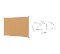 Amazon Basics Tableau d'affichage en liège avec cadre en aluminium, Rectangulaire, 60 cm/90 cm & punaises Tête en plastique Transparentes Pointe en acier, Lot de 200