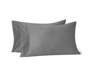 Amazon Basics Taie d'oreiller Deluxe, 100% Coton Satin 400 Fils, Extra-Doux, 50 x 80 cm, Gris Foncé