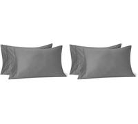 Amazon Basics Taie d'oreiller Deluxe, 100% Coton Satin 400 Fils, Extra-Doux, 50 x 80 cm, Gris Foncé (Lot de 2)