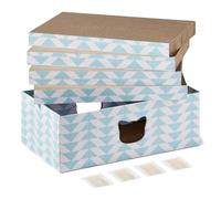 Amazon Basics Tapis à Gratter pour Chats d’Intérieur avec Boîte, Griffoirs en Carton Ondulé, Grattoir en Carton avec Motifs Couleur et Herbe à Chat, Certification FSC, Lot de 4, 41,9x 25,4x 3,8cm,Bleu