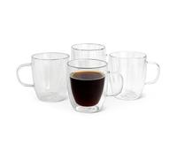 Amazon Basics Tasses à Café en Verre à Double Paroi, Lot de 4 Pièces, 35,5cl, Passent au Lave-Vaisselle