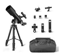 Amazon Basics Télescope, Ouverture 70 mm, Montage AZ 400 mm, Portable avec Trépied, Support de Téléphone, Sac, Noir