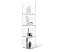 Amazon Basics Tiroirs de Rangement Empilables en Plastique, Organisateur de Maquillage, Transparent, 15.3 x 18.8 x 19.6 cm, Lot de 4