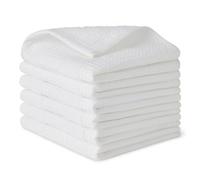Amazon Basics Torchons de Cuisine Gaufrés en 100% Coton Biologique - Ultra Absorbantes, Séchage Rapidpide, Chiffons de Cuisine sans Peluches, 31 x 31 cm, Lot de 6, Blanc