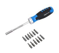 Amazon Basics Tournevis-clé à cliquet magnétique 12 unité, lot de 1, Bleu