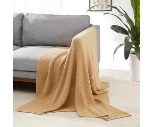 Amazon Basics tricotée pour décoration de Chambre Couverture jetée de canapé, 127 x 152 cm, Sable