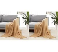 Amazon Basics tricotée pour décoration de Chambre Couverture jetée de canapé, 127 x 152 cm, Sable (Lot de 2)