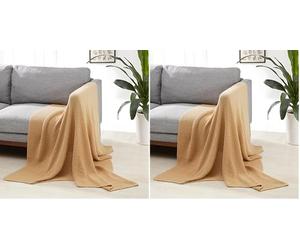 Amazon Basics tricotée pour décoration de Chambre Couverture jetée de canapé, 127 x 152 cm, Sable (Lot de 2)