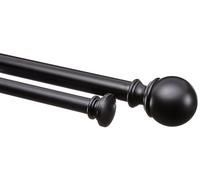 Amazon Basics Tringle à rideaux double extensible avec embouts boule, diamètre 19 mm, 183 à 366 cm, noir