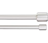 Amazon Basics Tringle à rideaux double extensible avec embouts capuchon, diamètre 19 mm, 183 à 366 cm, nickel
