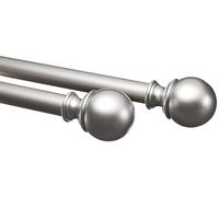 Amazon Basics Tringle à rideaux extensible avec embouts boule, diamètre 19 mm, 183 à 366 cm, nickel