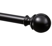 Amazon Basics Tringle à rideaux extensible avec embouts boule, diamètre 19 mm, 183 à 366 cm, noir