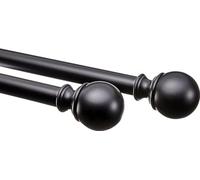 Amazon Basics Tringle à rideaux extensible avec embouts boule, diamètre 19 mm, 91 à 183 cm, noir
