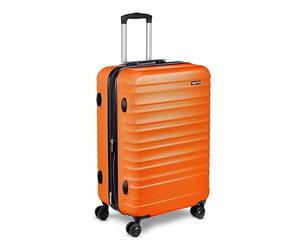 Amazon Basics Valise Extensible Rigide - Bagage de Voyage en ABS avec 4 Doubles Roues Rotatives - Structure Légère et Anti-Rayures - 45,1cm x 28,6cm x 68,0cm - Orange Brûlé