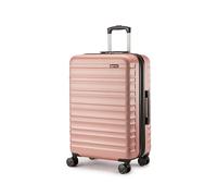 Amazon Basics Valise Rigide, Extensible et Taille Moyenne (68 cm), Coque en ABS Anti-rayures, 4 Roulettes Pivotantes, Or Rosé