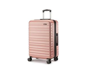 Amazon Basics Valise Rigide, Extensible et Taille Moyenne (68 cm), Coque en ABS Anti-rayures, 4 Roulettes Pivotantes, Or Rosé