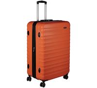 Amazon Basics Valise Rigide Grande - Bagage de Voyage Extensible ABS avec 4 Roulettes Doubles Pivotantes - Résistante aux Rayures et Légère - 78 x 52,6 x 32cm - Orange Brûlé