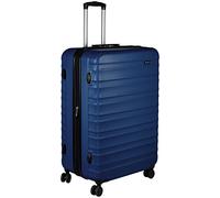 Amazon Basics Valise Rigide Grande - Bagage de Voyage Extensible ABS avec 4 Roulettes Doubles Pivotantes - Résistante aux Rayures et Légère - 78 x 52,6 x 32cm - Bleu Marine