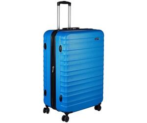 Amazon Basics Valise Rigide Grande - Bagage de Voyage Extensible ABS avec 4 Roulettes Doubles Pivotantes - Résistante aux Rayures et Légère - 78 x 52,6 x 32cm - Bleu Clair