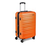 Amazon Basics Valise Rigide Moyenne - Bagage de Voyage Extensible ABS avec 4 Roulettes Doubles Pivotantes - Résistante aux Rayures et Légère - 68 x 45,1 x 28,6cm - Orange Brûlé