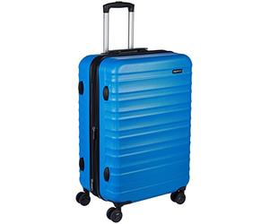 Amazon Basics Valise Rigide Moyenne - Bagage de Voyage Extensible ABS avec 4 Roulettes Doubles Pivotantes - Résistante aux Rayures et Légère - 68 x 45,1 x 28,6cm - Bleu Clair