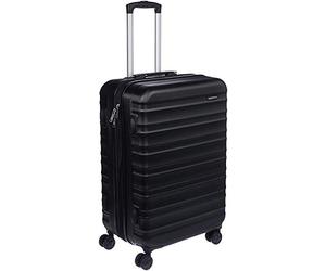 Amazon Basics Valise Rigide Moyenne - Bagage de Voyage Extensible ABS avec 4 Roulettes Doubles Pivotantes - Résistante aux Rayures et Légère - 68 x 45,1 x 28,6cm - Noir