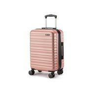 Amazon Basics Valise Rigide Petite - Bagage à Main Extensible ABS avec 4 Roulettes Doubles Pivotantes - Résistante aux Rayures et Légère - 55 x 37,5 x 25,5cm - Or Rose