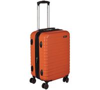 Amazon Basics Valise Rigide Petite - Bagage à Main Extensible ABS avec 4 Roulettes Doubles Pivotantes - Résistante aux Rayures et Légère - 55 x 37,5 x 25,5cm - Orange Brûlé