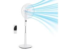 Amazon Basics Ventilateur sur Pied 40 cm, Moteur DC, 12 Vitesses avec Télécommande, 3 Modes de Brise, Pales Double Couche, Minuterie, Efficacité Énergétique et Moteur DC Silencieux (28W), Blanc