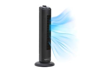 Amazon Basics Ventilateur Tour Oscillant 71 cm avec Angle de 60 Degrés pour Chambre, Salon, Bureau, 3 Vitesses, Contrôle Mécanique Intuitif, Noir Mat, 35W, 71 cm x 24 cm x 24 cm