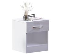 Amazon Brand - Movian Table de chevet très brillante à 1 tiroir, blanc, 47 x 40 x 36 cm