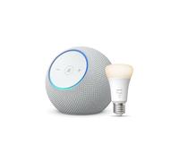 Amazon Echo Dot Max (nouvelle génération) | Blanc + Philips Hue White, ampoule connectée LED E27, fonctionne avec Alexa - Kit de démarrage Maison connectée