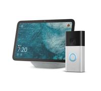 Amazon Echo Show 8 (nouvelle génération) | blanc + Ring sonnette vidéo sans fil (Battery Video Doorbell) | Nickel Satiné