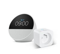 Amazon Echo Spot (Nouvelle génération) | Blanc + WiZ Prise Connectée, Fonctionne avec Alexa - Kit de démarrage Maison connectée