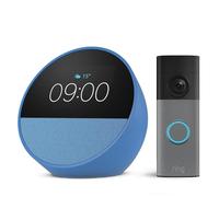 Amazon Echo Spot (Nouvelle génération), Bleu + Ring sonnette vidéo sans fil (Battery Video Doorbell) (nouvelle génération), Gris moucheté